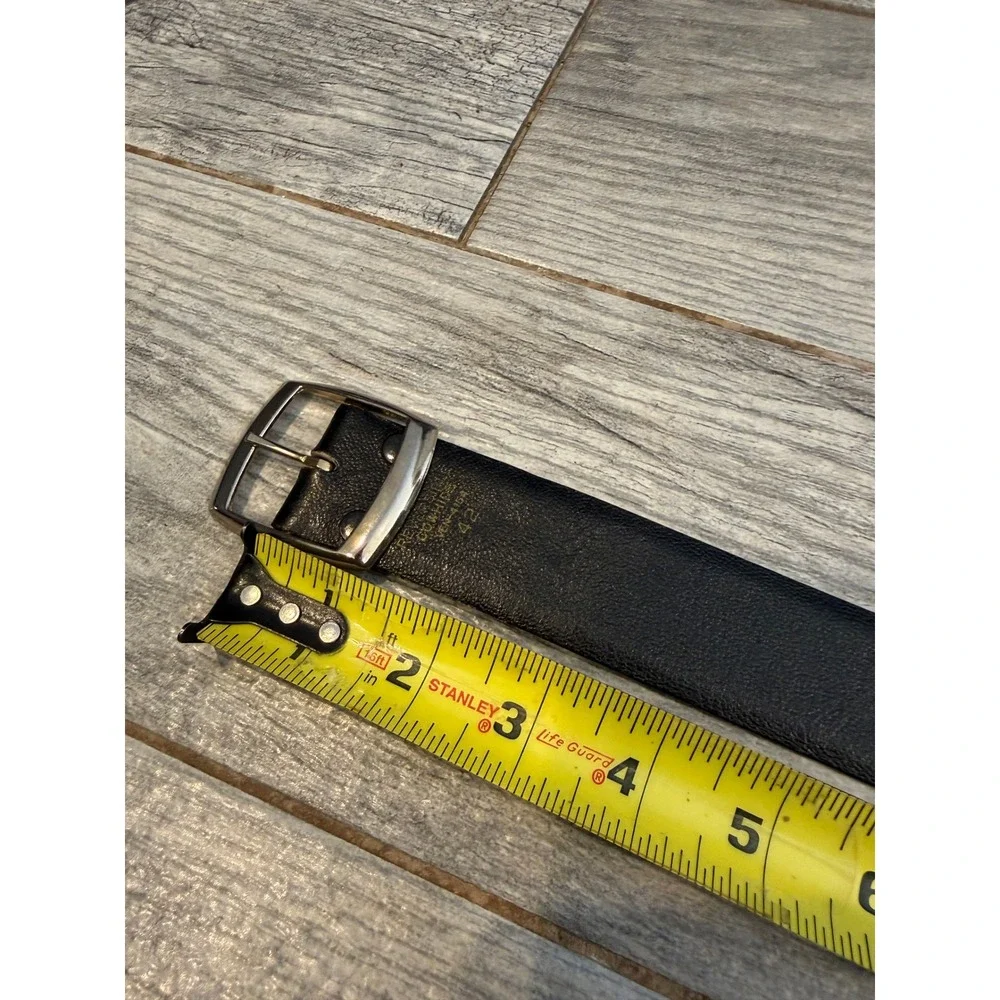 Reversible Belt Mens 42 Black Brown Cowhide Leather Silver Buckle Western 4154